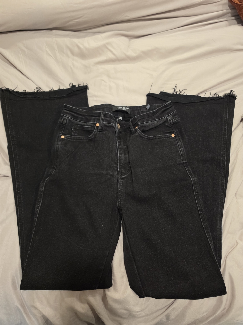 Judy Blue Black High-Rise Wide Leg Raw Hem Jeans